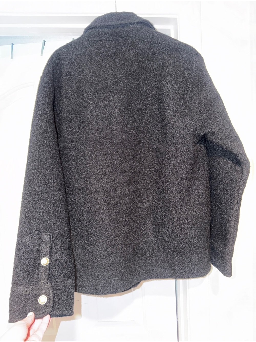 J. Crew | Jackets & Coats | J Crew Black Boucl Shirtjacket With Gold Buttons - Picture 5 of 5